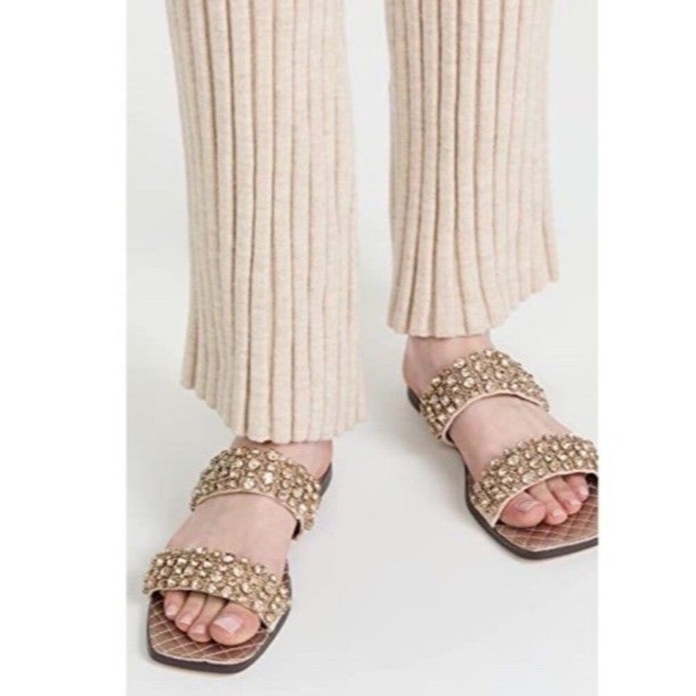 Sam Edelman Ezel embellished two strap slide sandals Gold Sz 8.5